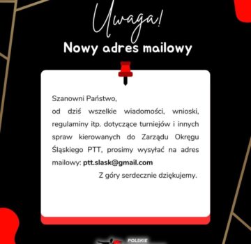 Nowy adres mailowy Zarządu Okręgu Śląskiego PTT